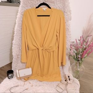 SOLD-TOPSHOP V-Neck Tie Front Mini Dress